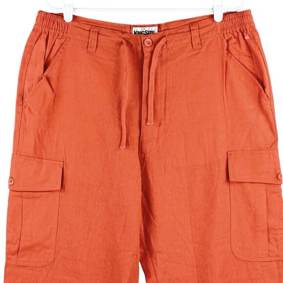 King Size Women Orange Linen Blend Cargo Pant Sz 38 Tall High Rise Straight NWOT - Picture 3 of 12